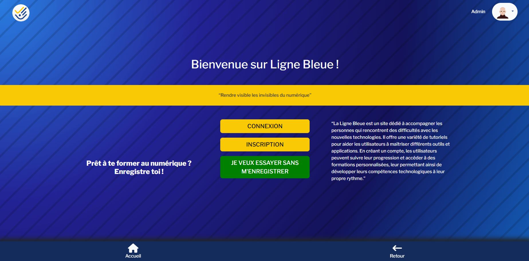homepage of ligne bleue